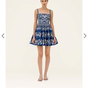 Lima Ribbons Mini Dress - Blue and White Floral Agua By Agua Bendita Dress